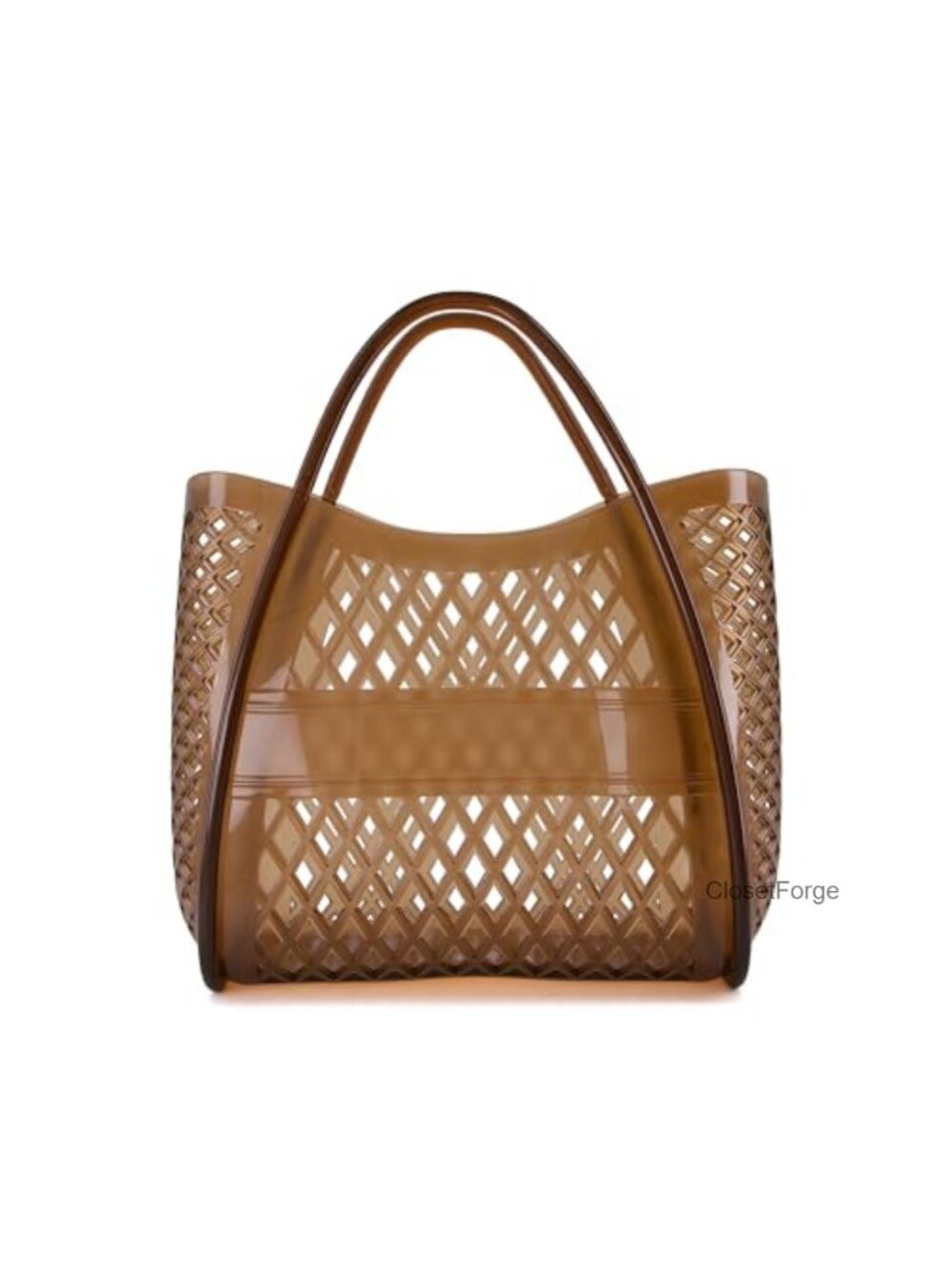 Lightweight Waterproof Clear Jelly Tote Bag with Open Top and Lattice Cutout